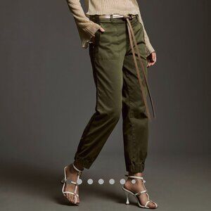 Anthropologie The Richie Slim Joggers Olive US 2 Utility Twill Pant